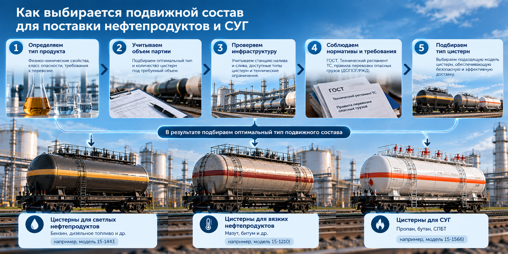Выбор железнодорожных цистерн для нефтепродуктов